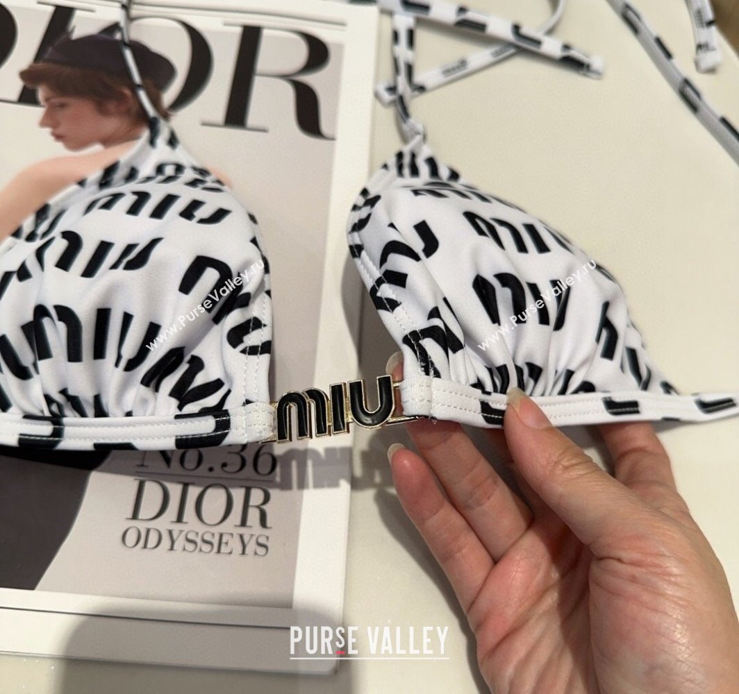 Miu Miu Letters Print Two-Pieces Swimwear White 2025 0313 (SHI-250313028)