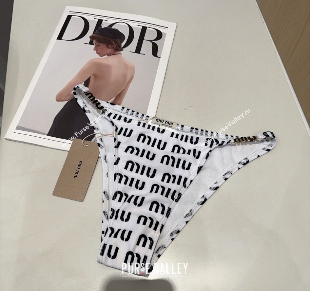 Miu Miu Letters Print Two-Pieces Swimwear White 2025 0313 (SHI-250313028)