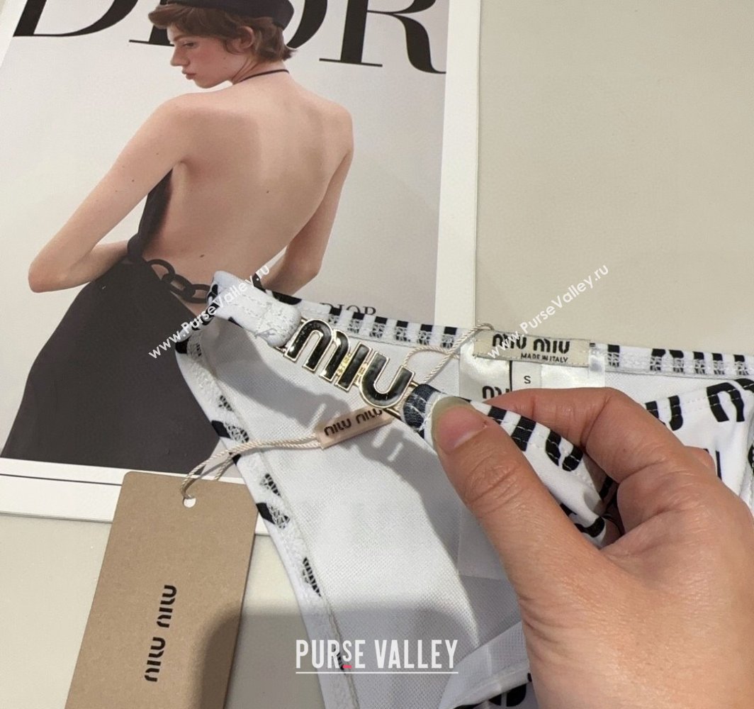 Miu Miu Letters Print Two-Pieces Swimwear White 2025 0313 (SHI-250313028)