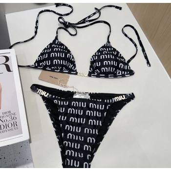 Miu Miu Letters Print Two-Pieces Swimwear Black 2025 0313 (SHI-250313027)