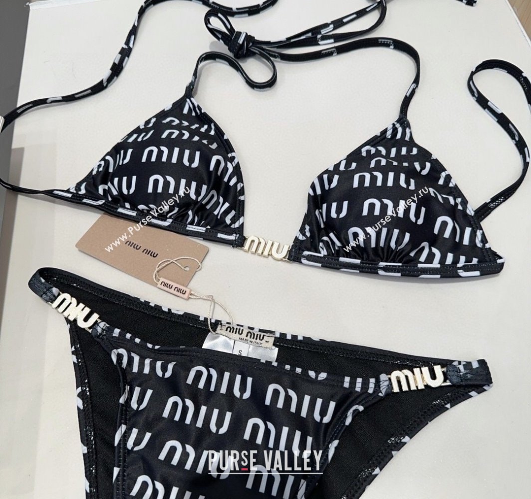 Miu Miu Letters Print Two-Pieces Swimwear Black 2025 0313 (SHI-250313027)