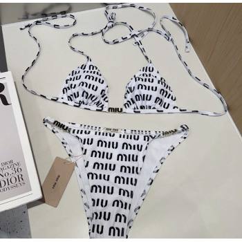 Miu Miu Letters Print Two-Pieces Swimwear White 2025 0313 (SHI-250313028)