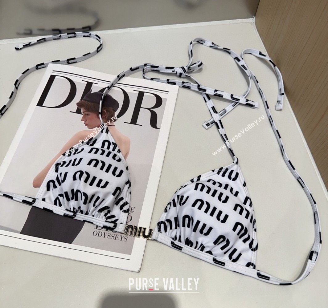 Miu Miu Letters Print Two-Pieces Swimwear White 2025 0313 (SHI-250313028)