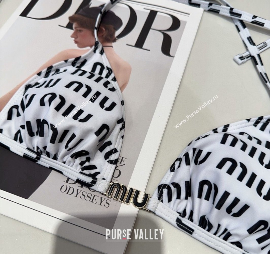 Miu Miu Letters Print Two-Pieces Swimwear White 2025 0313 (SHI-250313028)