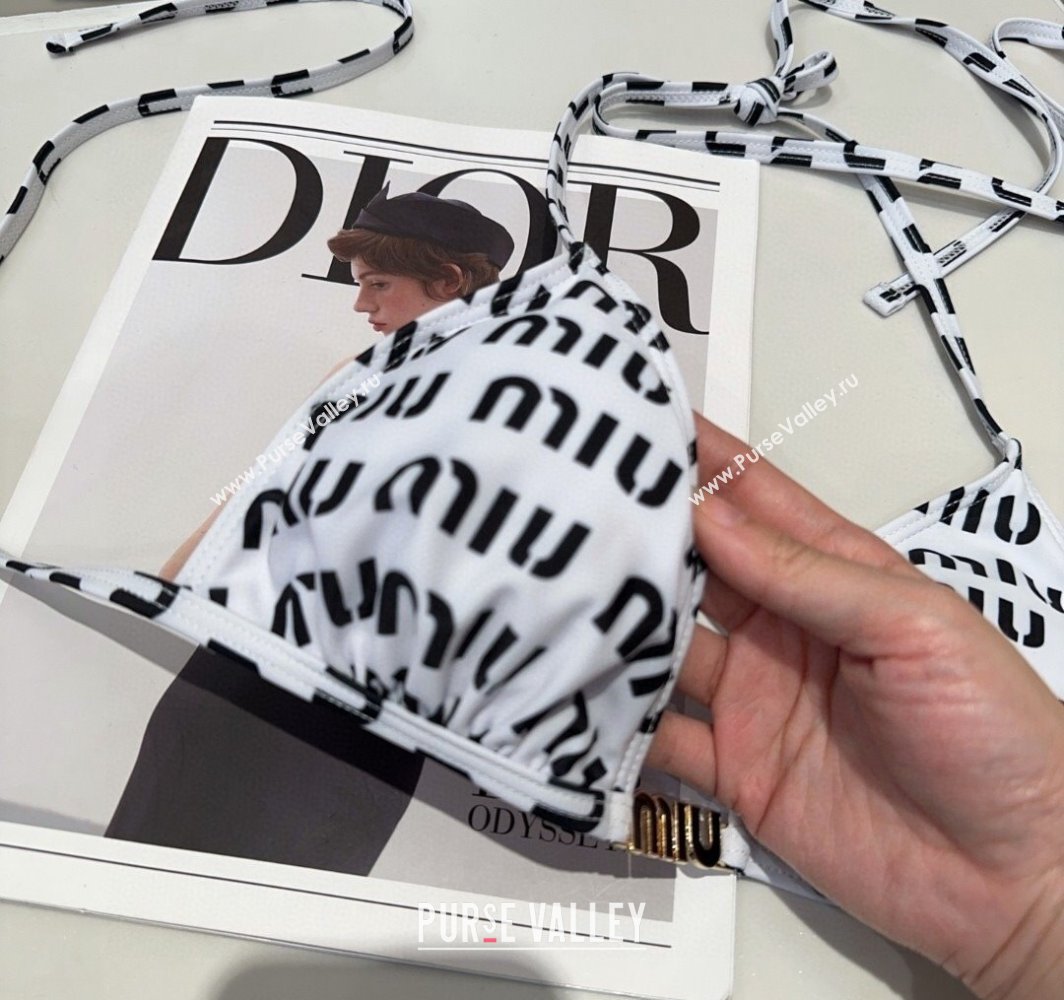 Miu Miu Letters Print Two-Pieces Swimwear White 2025 0313 (SHI-250313028)