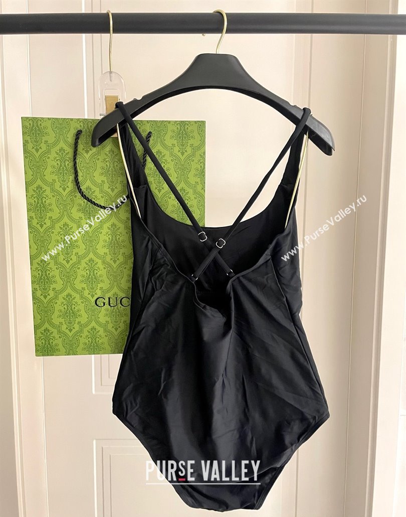 Gucci One-Piece Swimwear with Web Logo Black/Blue2025 0313 (SHI-250313078)