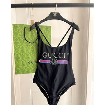 Gucci One-Piece Swimwear with Web Logo Black/Blue2025 0313 (SHI-250313078)
