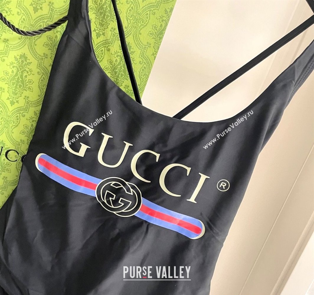 Gucci One-Piece Swimwear with Web Logo Black/Blue2025 0313 (SHI-250313078)