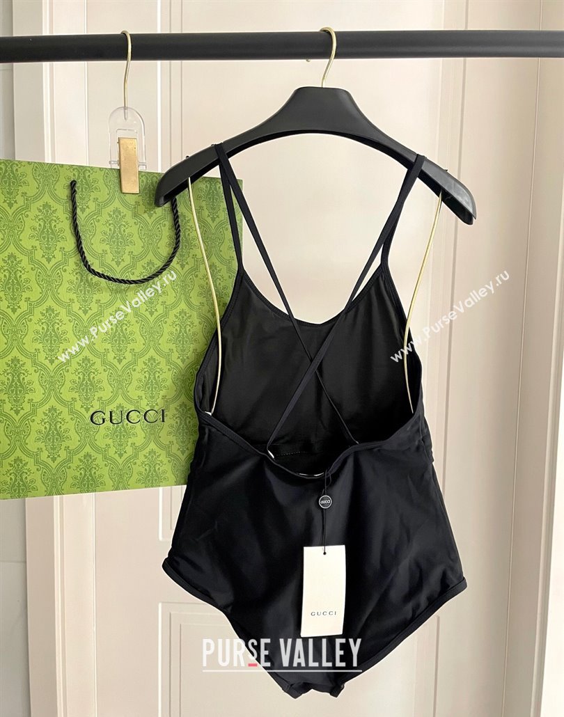 Gucci One-Piece Swimwear with Web Logo Black/Green 2025 0313 (SHI-250313079)