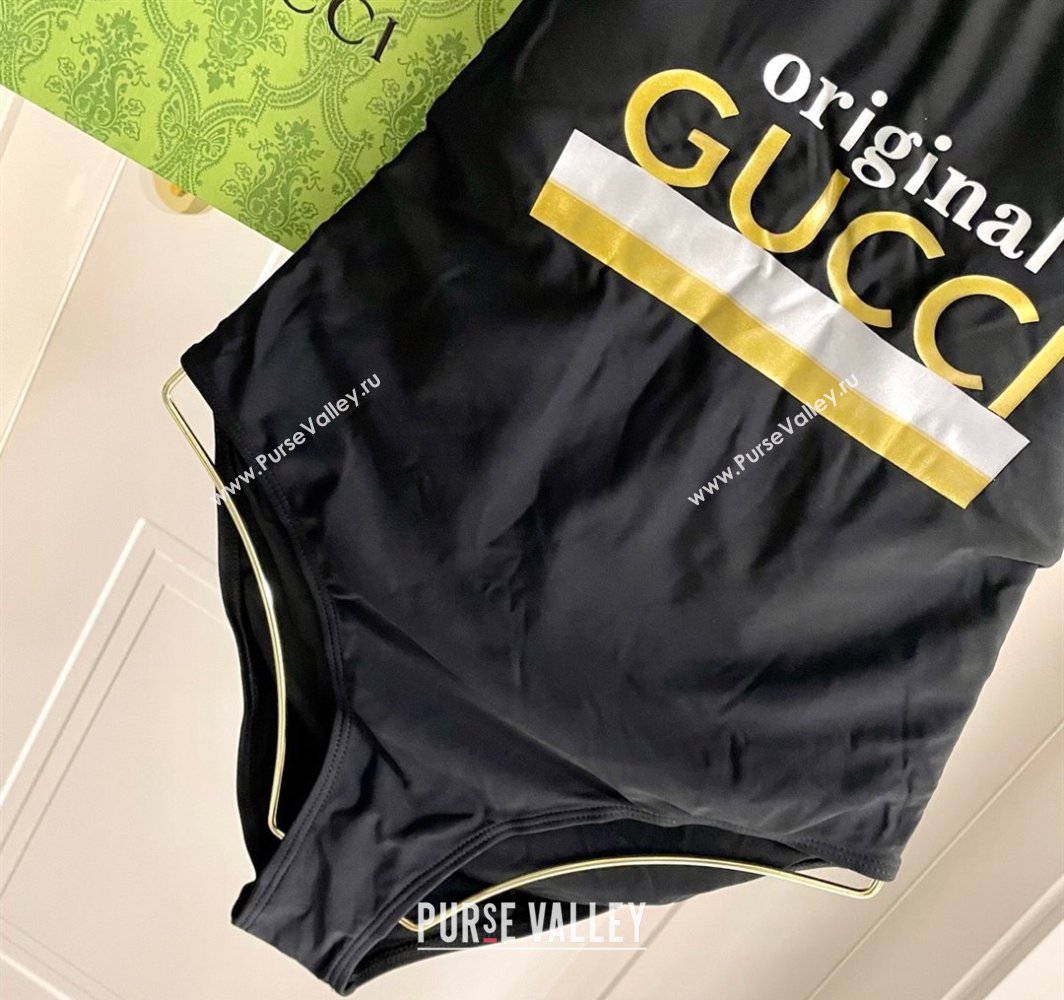 Gucci One-Piece Swimwear with Web Logo Black/Gold 2025 0313 (SHI-250313081)