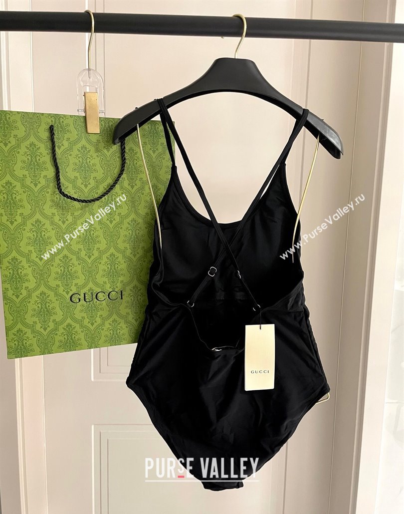 Gucci One-Piece Swimwear with Web Logo Black/Gold 2025 0313 (SHI-250313081)