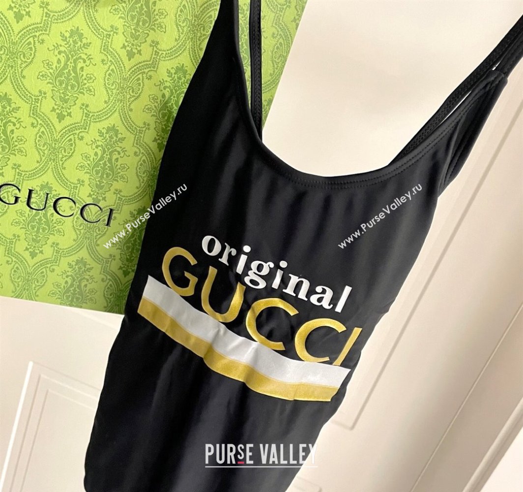 Gucci One-Piece Swimwear with Web Logo Black/Gold 2025 0313 (SHI-250313081)