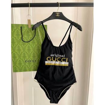 Gucci One-Piece Swimwear with Web Logo Black/Gold 2025 0313 (SHI-250313081)