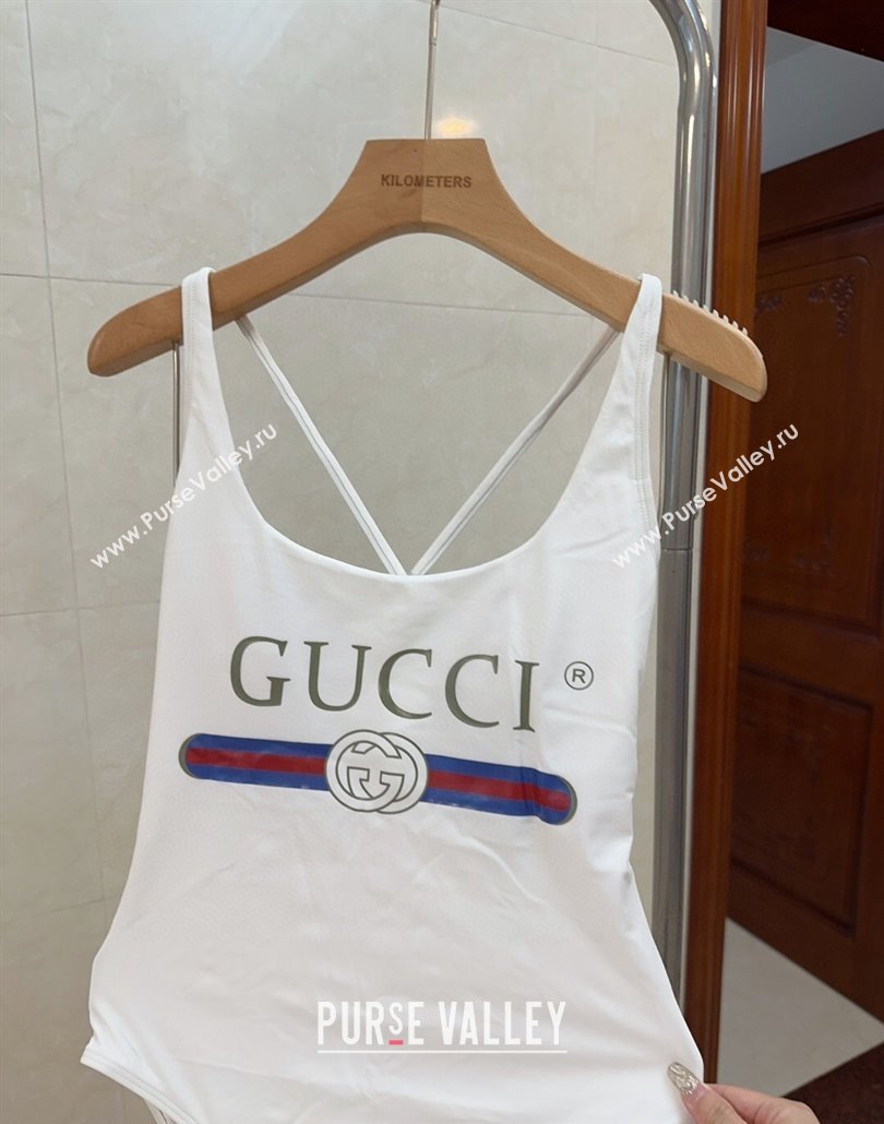 Gucci One-Piece Swimwear with Web Logo White 2025 0313 (SHI-250313080)