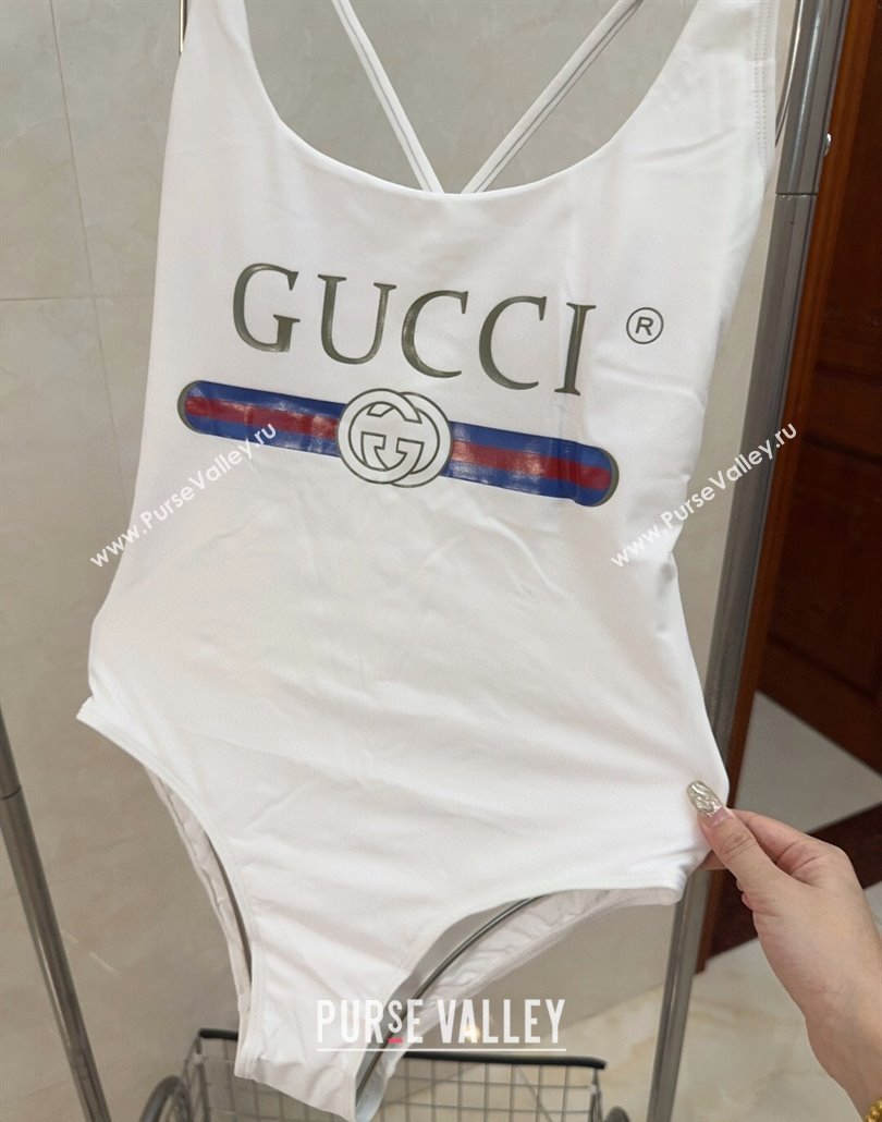 Gucci One-Piece Swimwear with Web Logo White 2025 0313 (SHI-250313080)