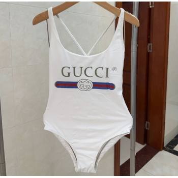 Gucci One-Piece Swimwear with Web Logo White 2025 0313 (SHI-250313080)