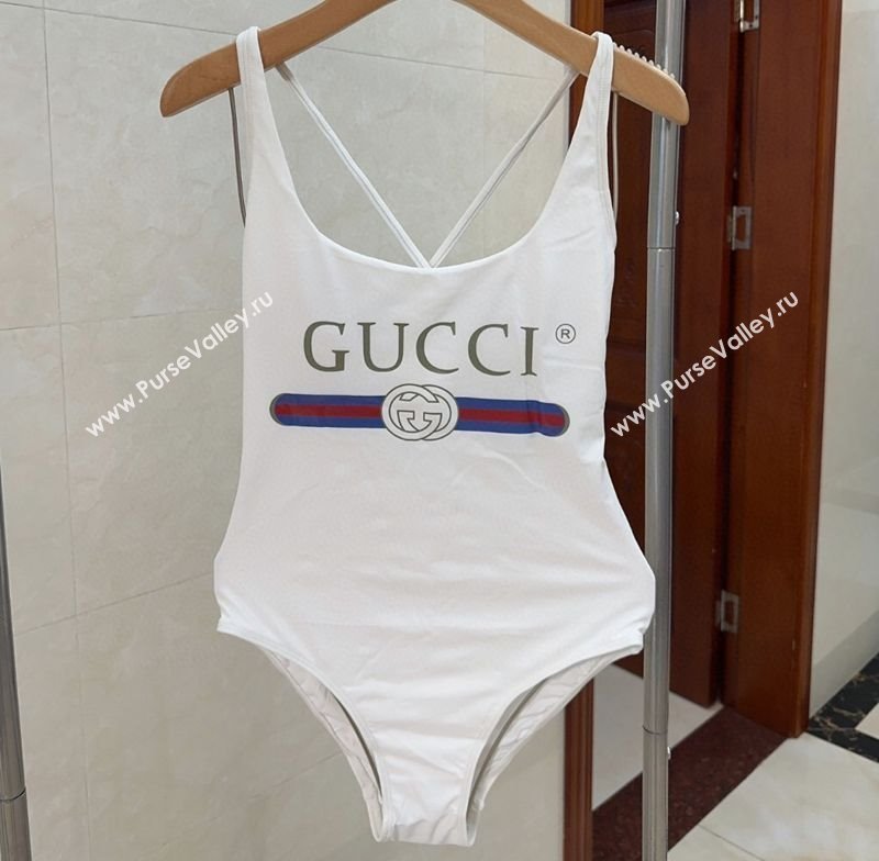 Gucci One-Piece Swimwear with Web Logo White 2025 0313 (SHI-250313080)