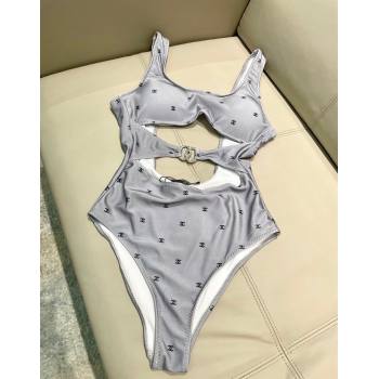 Chanel CC Allover One-Piece Swimwear Grey 2025 0313 (SHI-250313023)