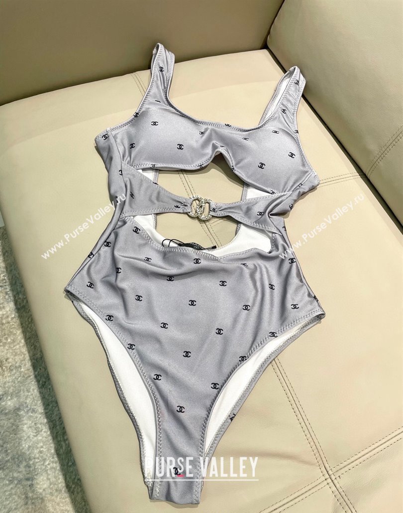 Chanel CC Allover One-Piece Swimwear Grey 2025 0313 (SHI-250313023)