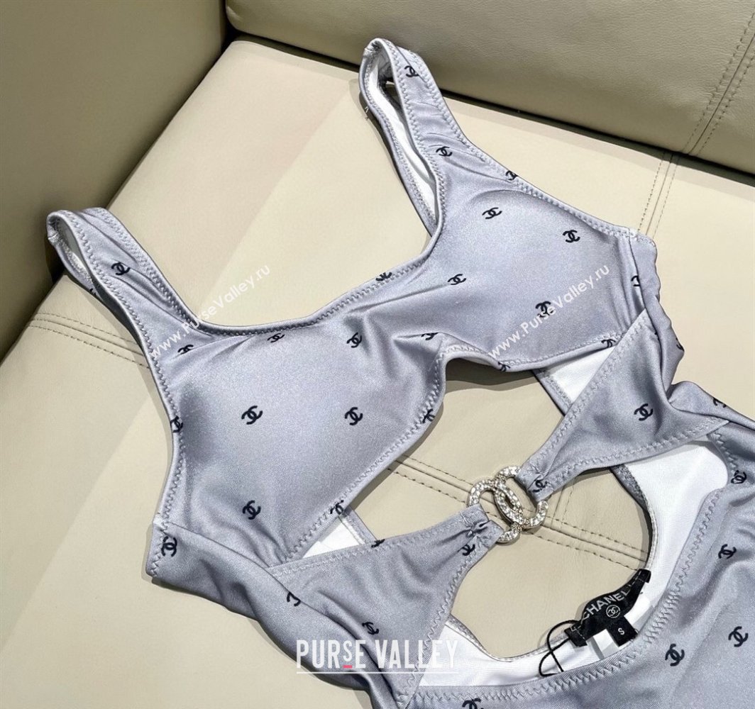 Chanel CC Allover One-Piece Swimwear Grey 2025 0313 (SHI-250313023)