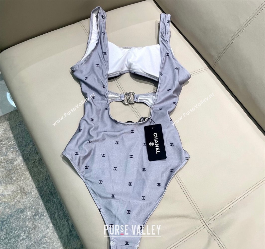 Chanel CC Allover One-Piece Swimwear Grey 2025 0313 (SHI-250313023)