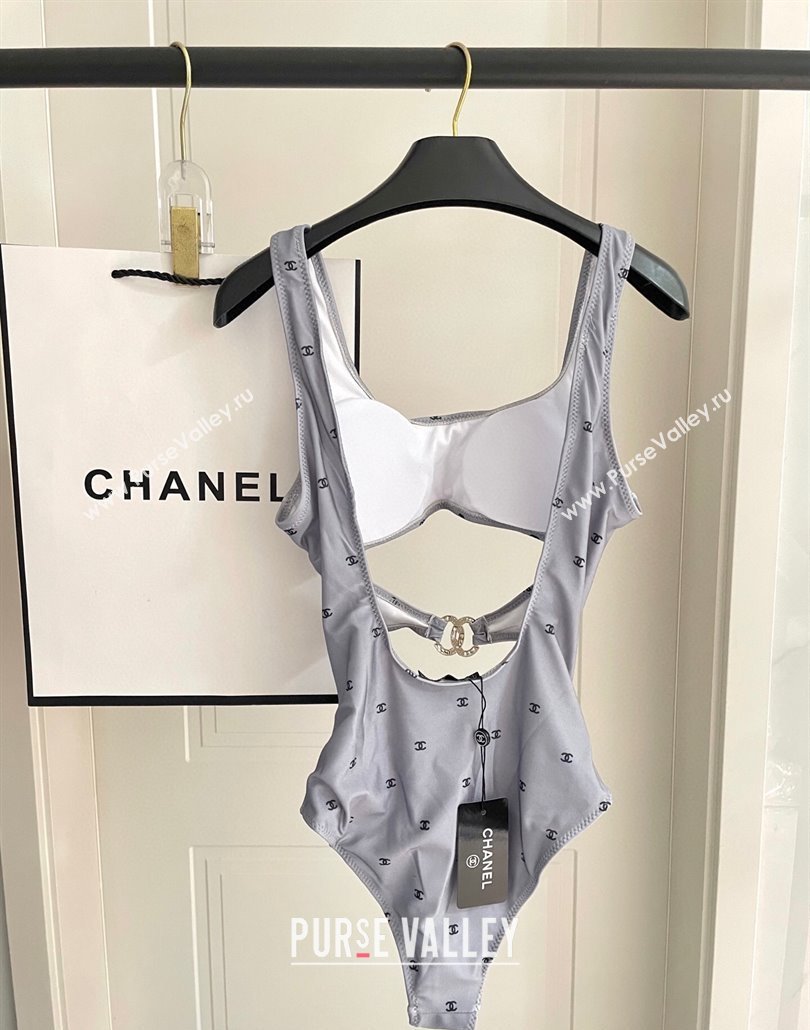 Chanel CC Allover One-Piece Swimwear Grey 2025 0313 (SHI-250313023)