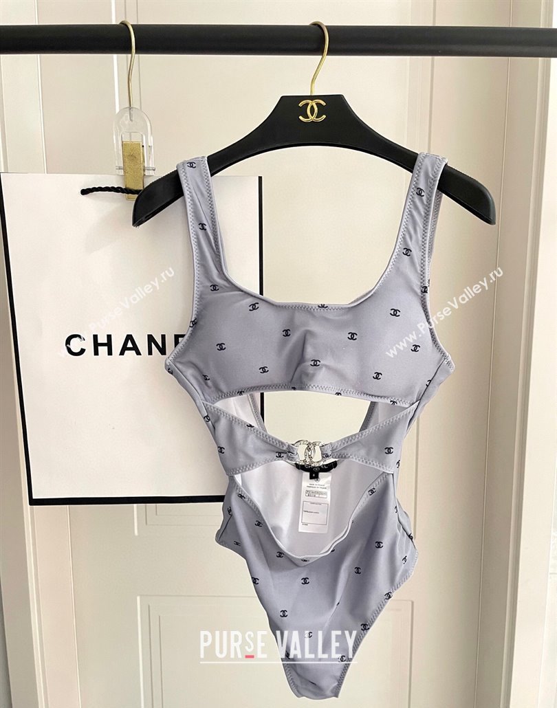 Chanel CC Allover One-Piece Swimwear Grey 2025 0313 (SHI-250313023)