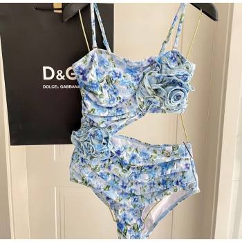 Dolce Gabbana One-Piece Swimwear with Bloom Blue 2025 0313 (SHI-250313116)