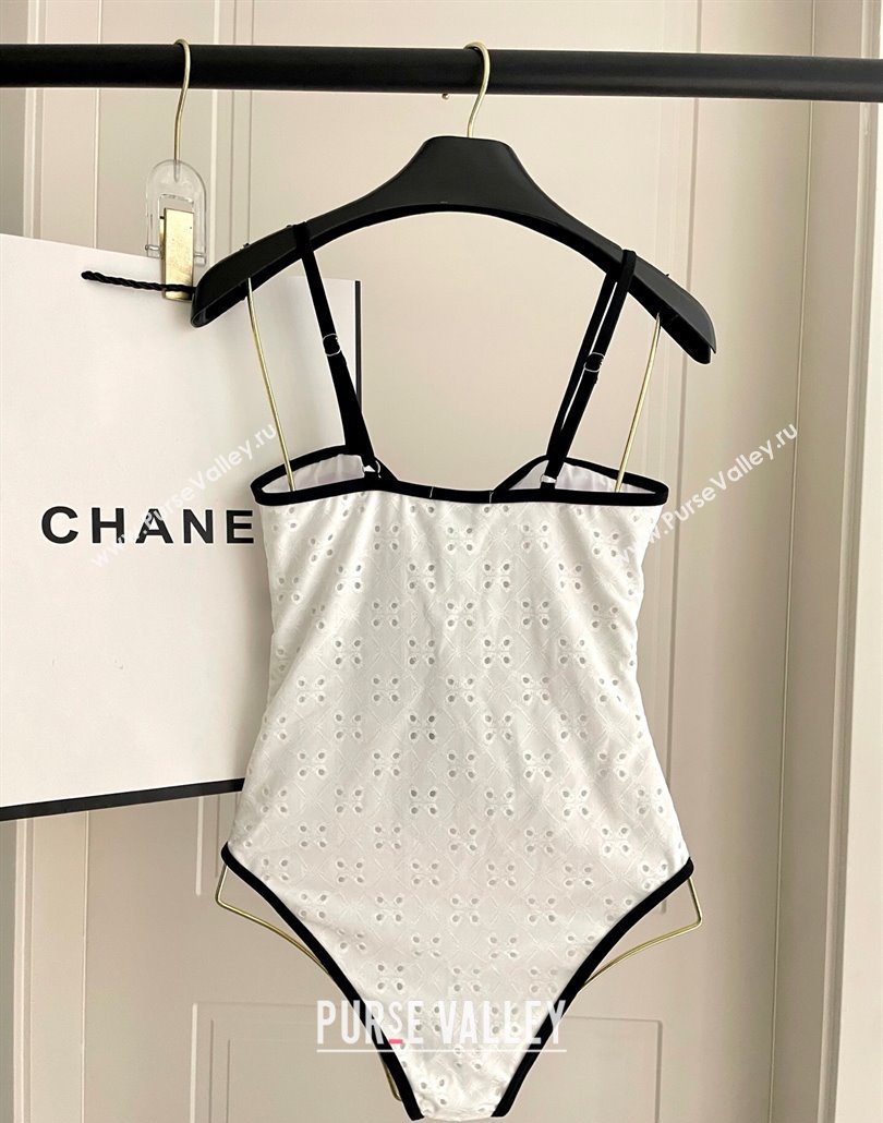 Chanel Two-Pieces Swimwear with Openwork White 2025 0313 (SHI-250313094)