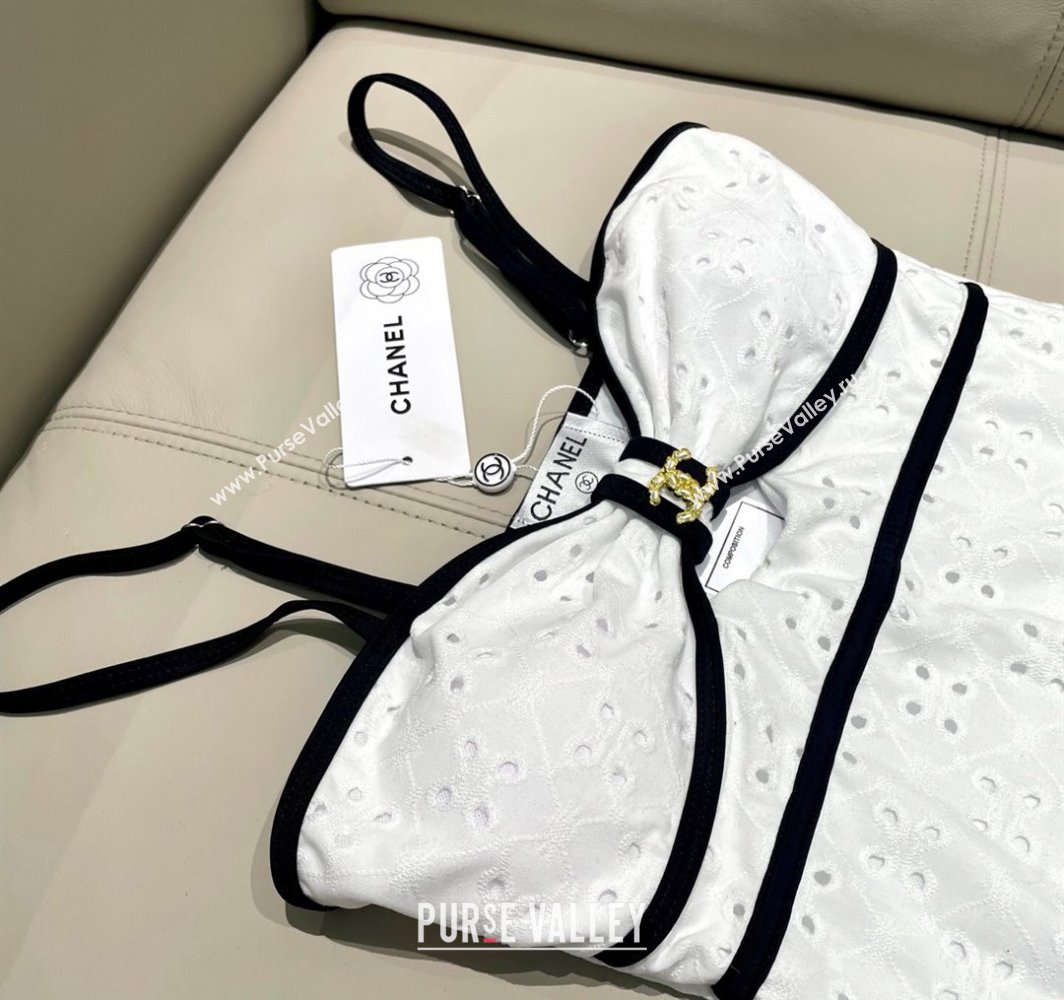 Chanel Two-Pieces Swimwear with Openwork White 2025 0313 (SHI-250313094)