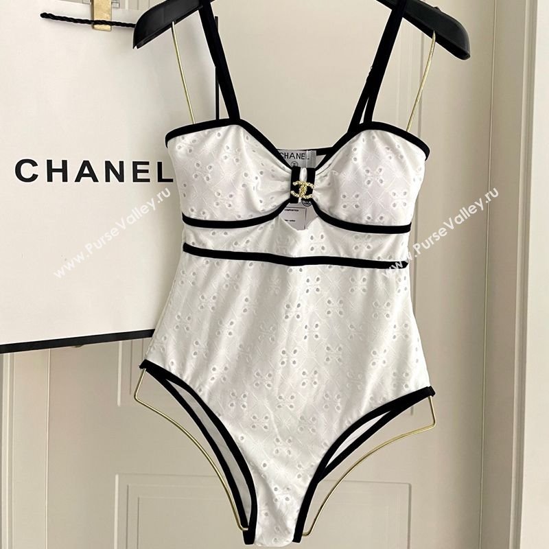Chanel Two-Pieces Swimwear with Openwork White 2025 0313 (SHI-250313094)