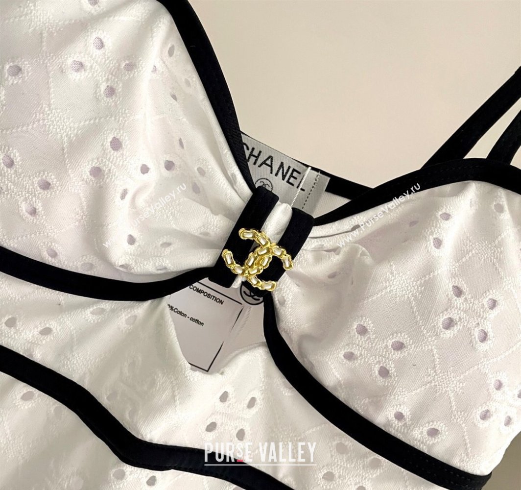 Chanel Two-Pieces Swimwear with Openwork White 2025 0313 (SHI-250313094)