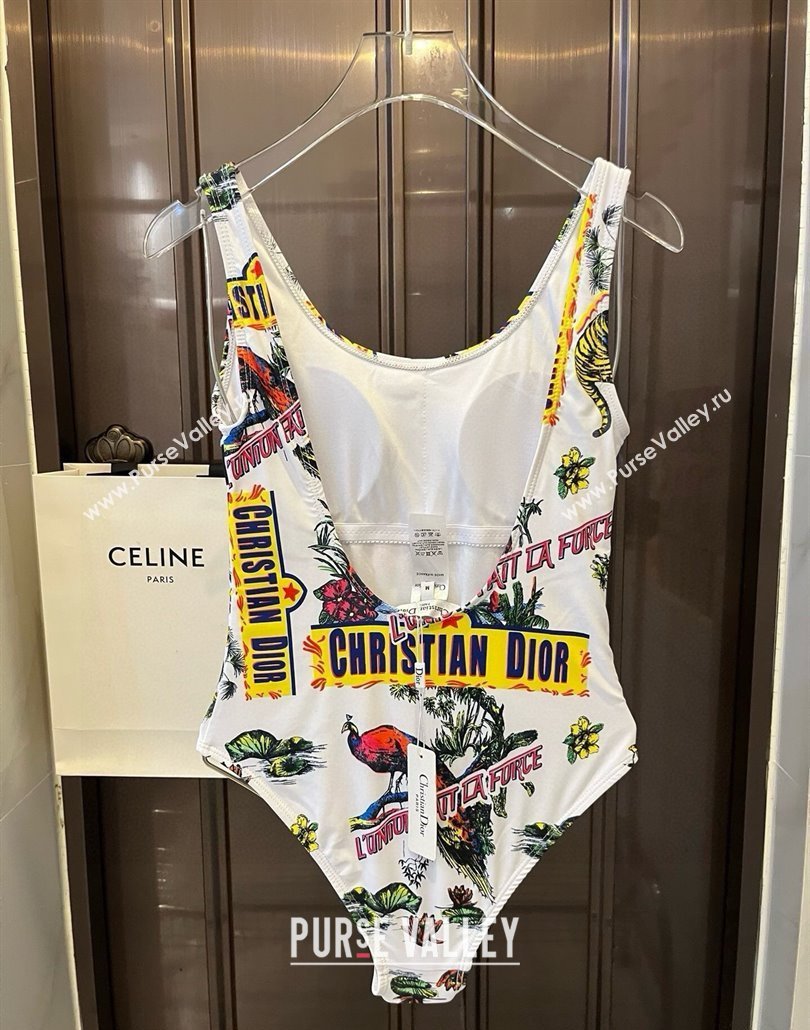 Dior Animal Print One-Piece Swimwear White 2025 0313 (WM-250313036)