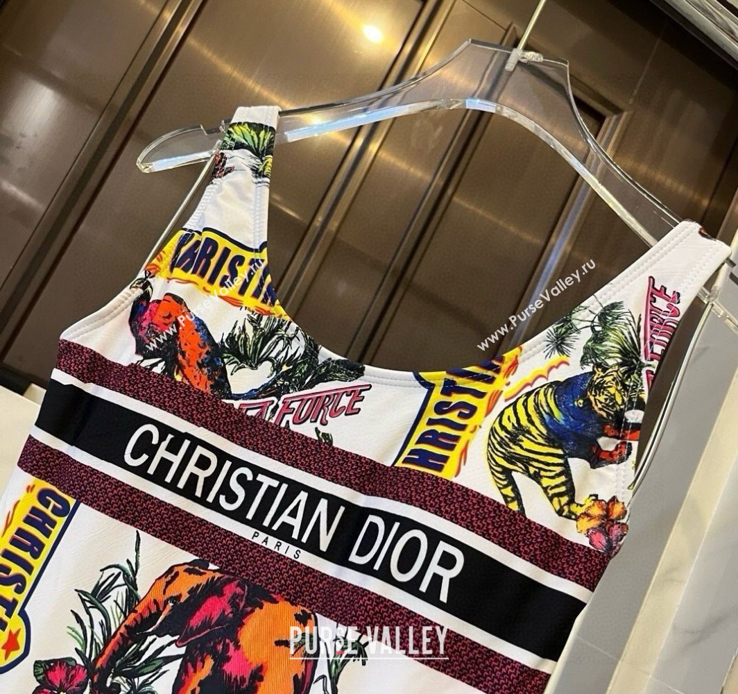 Dior Animal Print One-Piece Swimwear White 2025 0313 (WM-250313036)