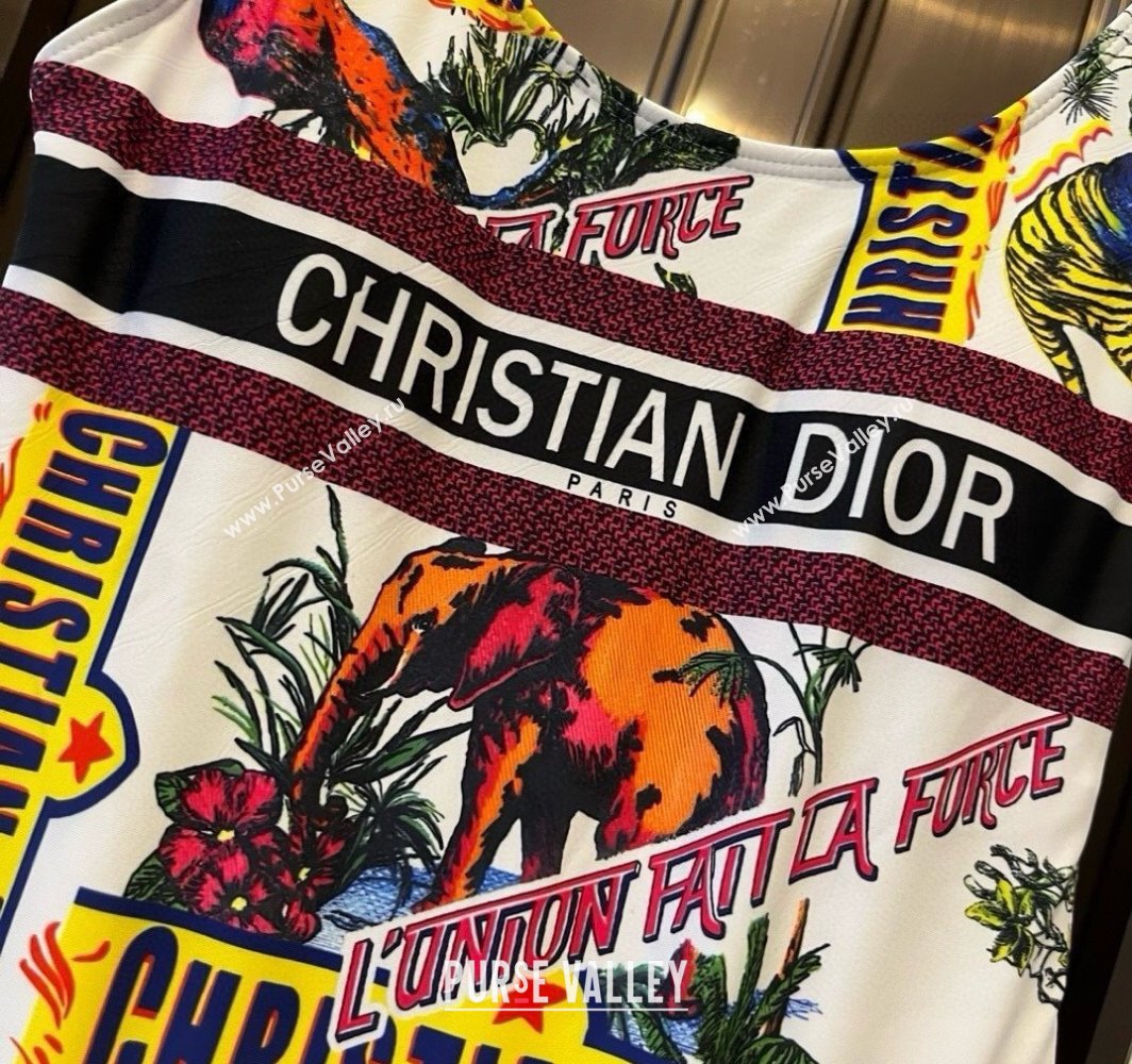 Dior Animal Print One-Piece Swimwear White 2025 0313 (WM-250313036)