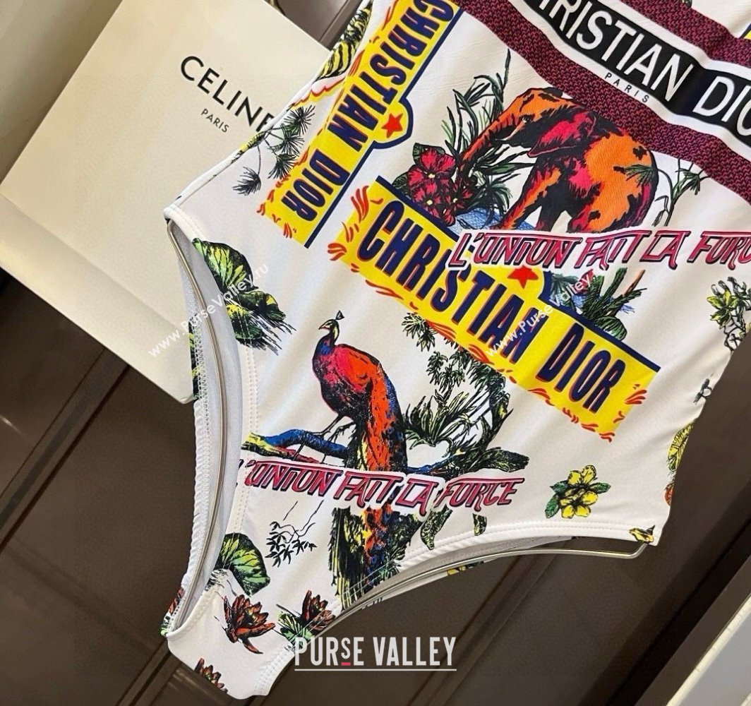 Dior Animal Print One-Piece Swimwear White 2025 0313 (WM-250313036)