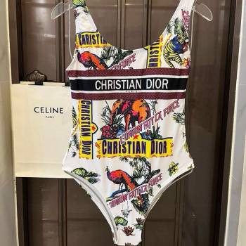 Dior Animal Print One-Piece Swimwear White 2025 0313 (WM-250313036)
