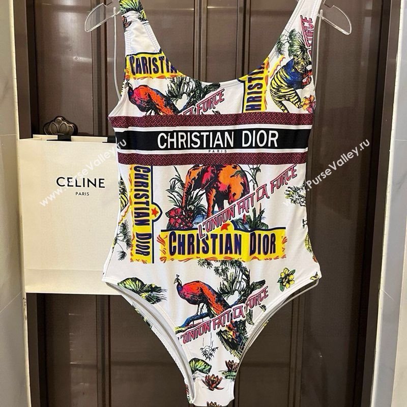 Dior Animal Print One-Piece Swimwear White 2025 0313 (WM-250313036)