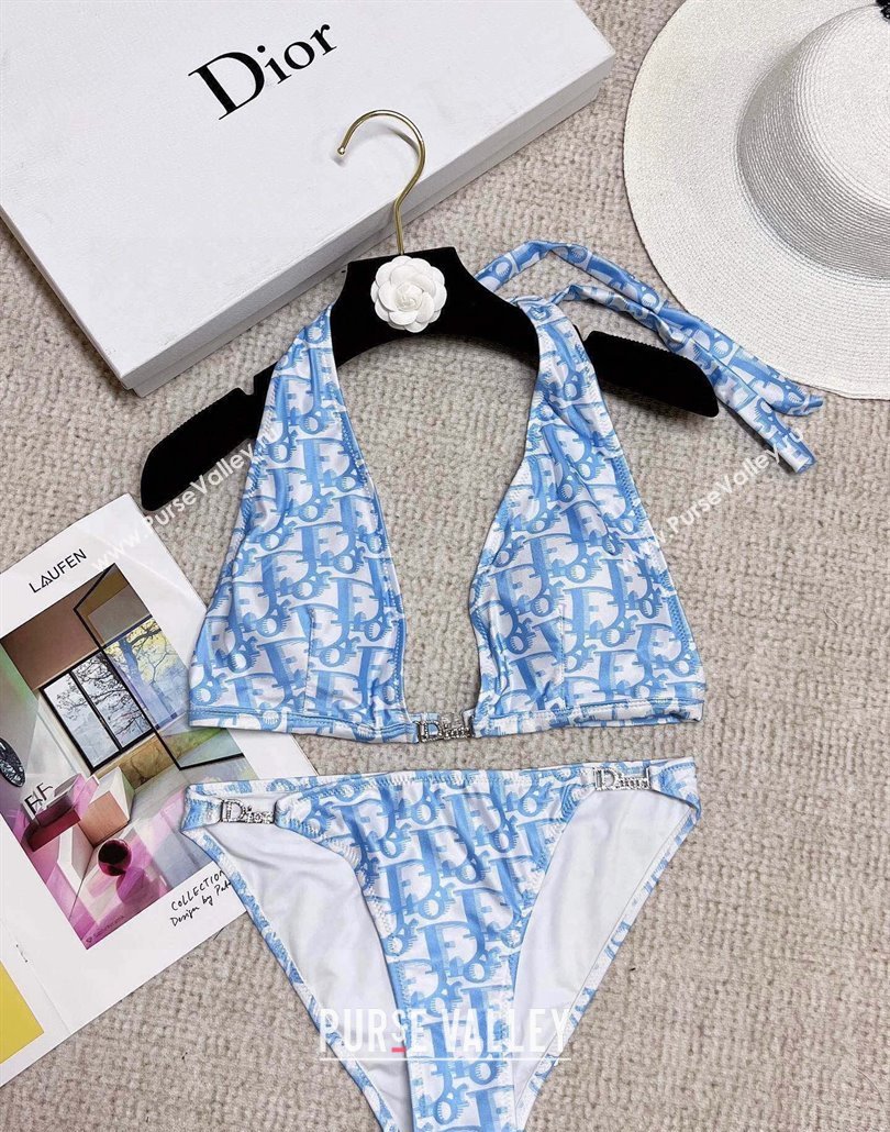 Dior Neck Two-Pieces Swimwear Blue 2025 0313 (WM-250313038)