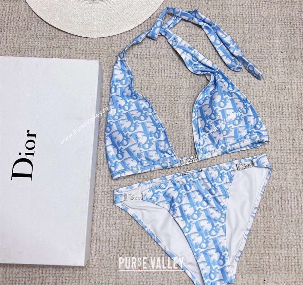 Dior Neck Two-Pieces Swimwear Blue 2025 0313 (WM-250313038)