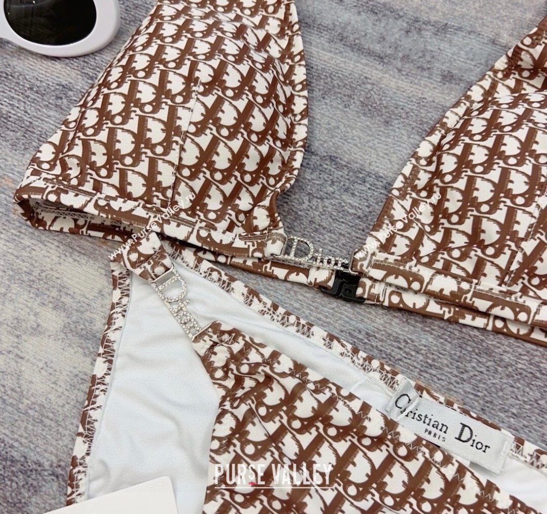 Dior Neck Two-Pieces Swimwear Brown 2025 0313 (WM-250313039)