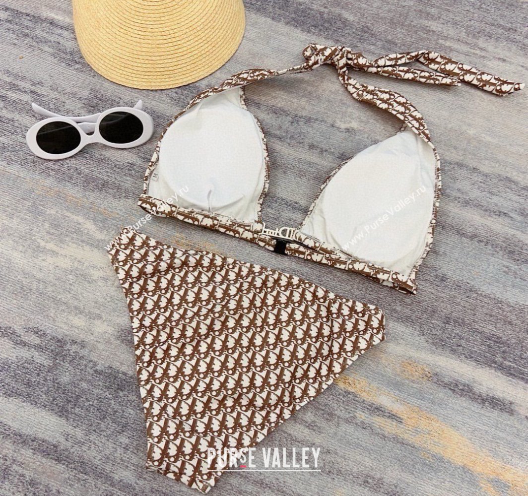 Dior Neck Two-Pieces Swimwear Brown 2025 0313 (WM-250313039)