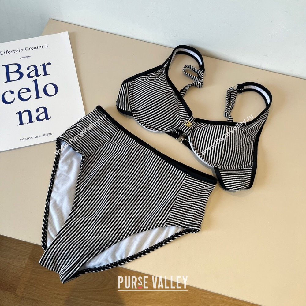 Chanel Striped Two-Pieces Swimwear Black 2025 0314 (WM-250314027)