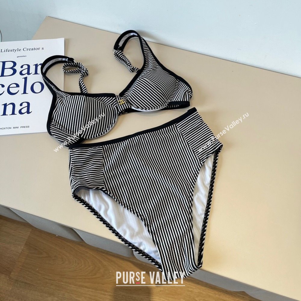 Chanel Striped Two-Pieces Swimwear Black 2025 0314 (WM-250314027)