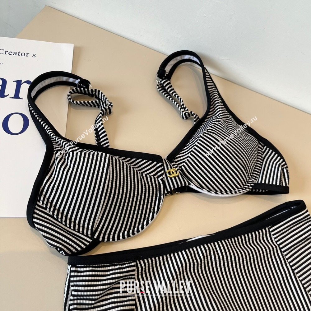 Chanel Striped Two-Pieces Swimwear Black 2025 0314 (WM-250314027)