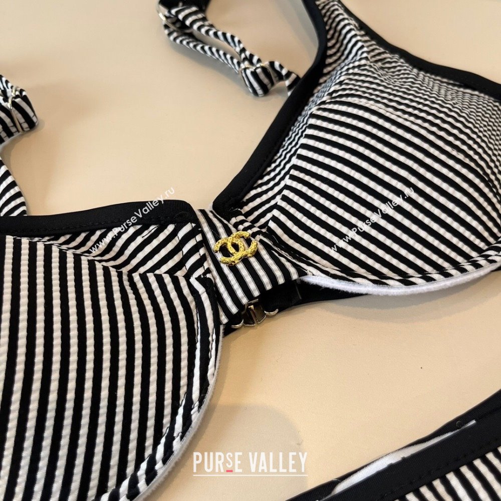 Chanel Striped Two-Pieces Swimwear Black 2025 0314 (WM-250314027)