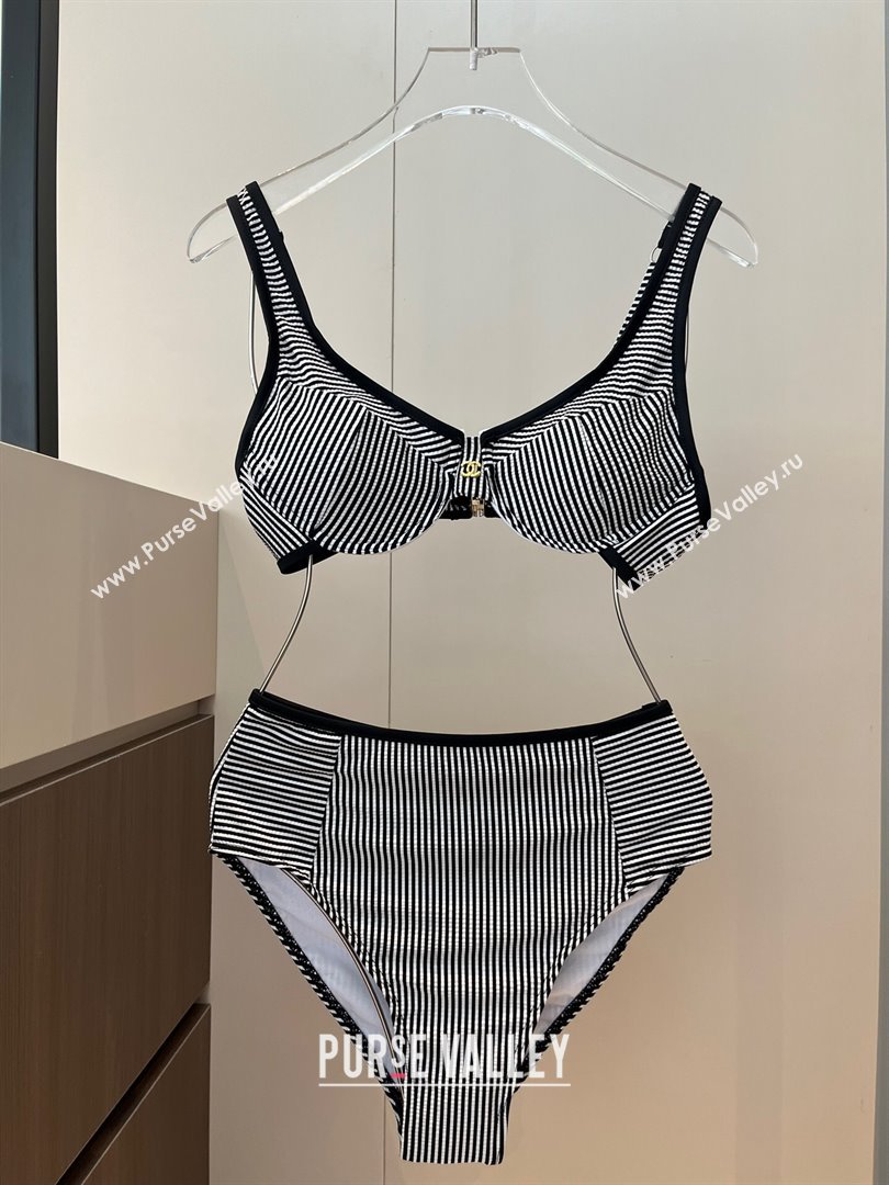Chanel Striped Two-Pieces Swimwear Black 2025 0314 (WM-250314027)