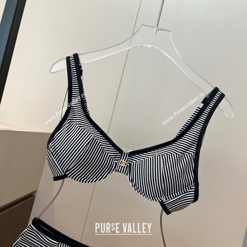 Chanel Striped Two-Pieces Swimwear Black 2025 0314 (WM-250314027)