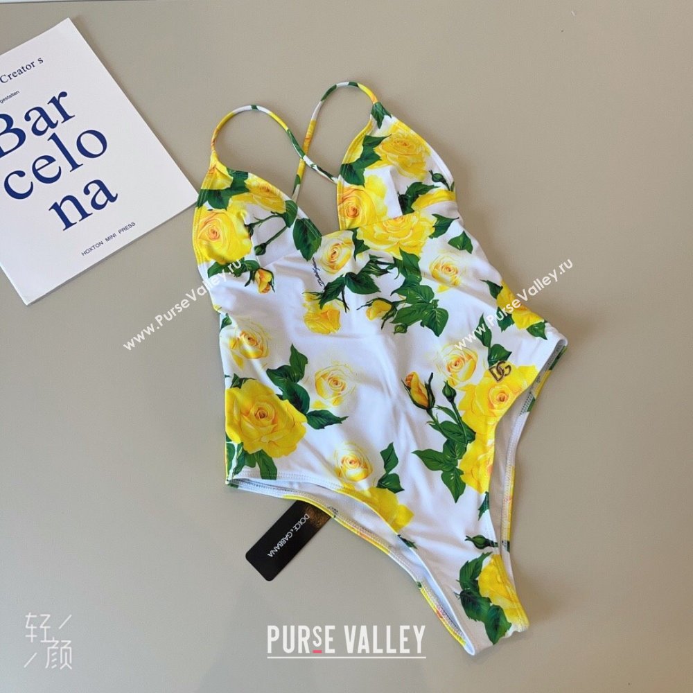 Dolce Gabbana One-Piece Swimwear White/Yellow/Green 2025 0314 (WM-250314026)