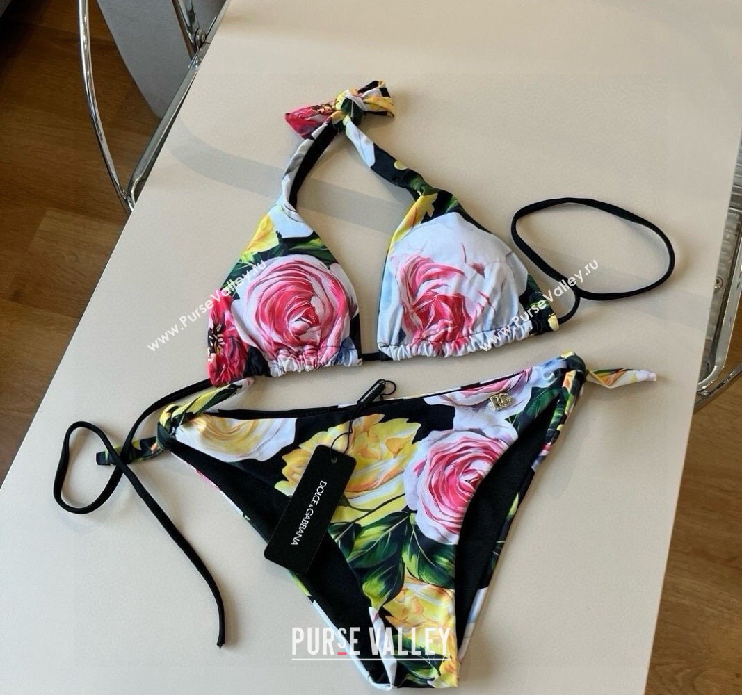 Dolce Gabbana Flower Two-Pieces Swimwear Black 2025 0513 (XMN-250513094)